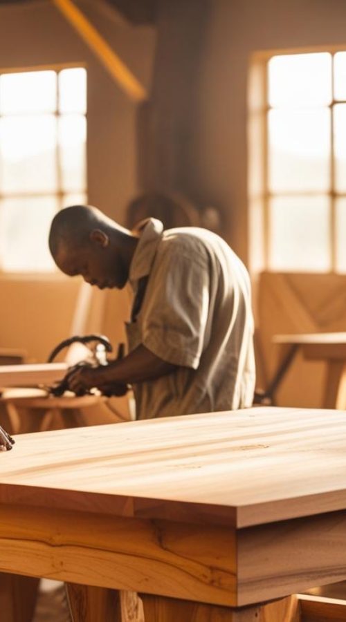 A photo of African fabricators working on a Podium in a workshop